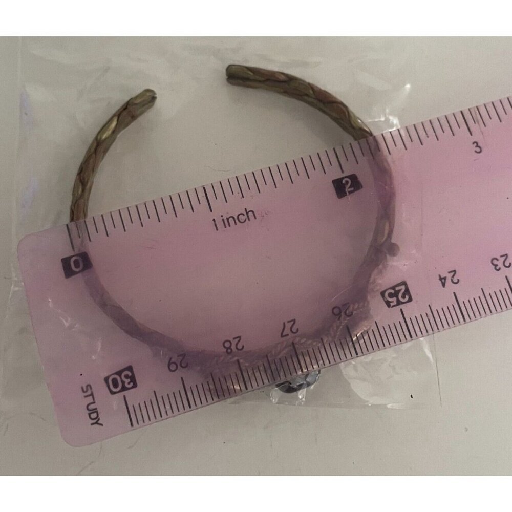 Three Stone Twisted Braid Cuff Bangle Bracelet Vi… - image 6